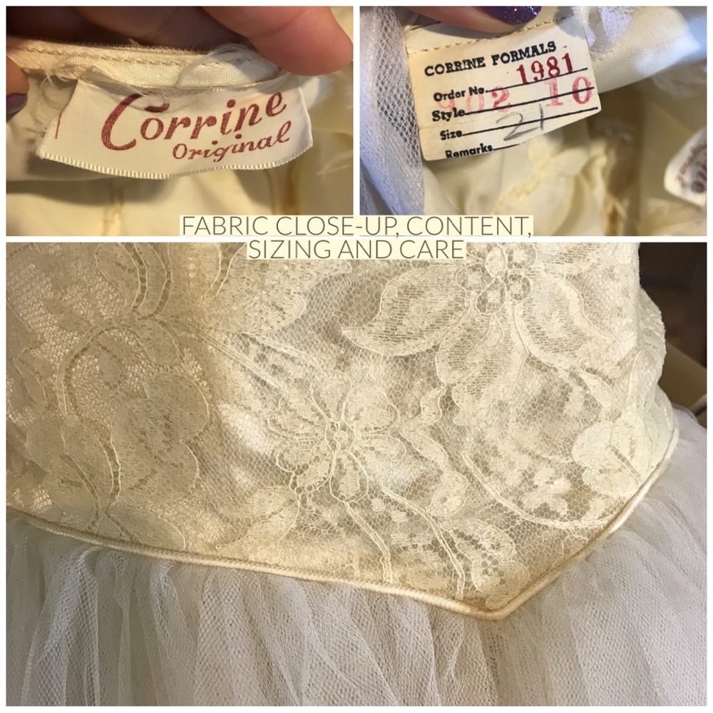 VINTAGE 1950'S CORRINE ORIGINALS WHITE & CREAM TULLE & LACE PARTY DRESS (S) - Picture 11 of 13